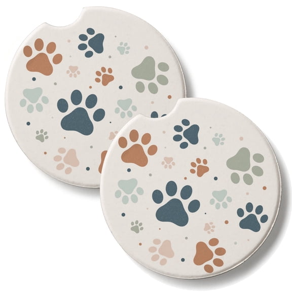 Thirstystone Paw Prints 2 Pack Absorbent Car Coasters