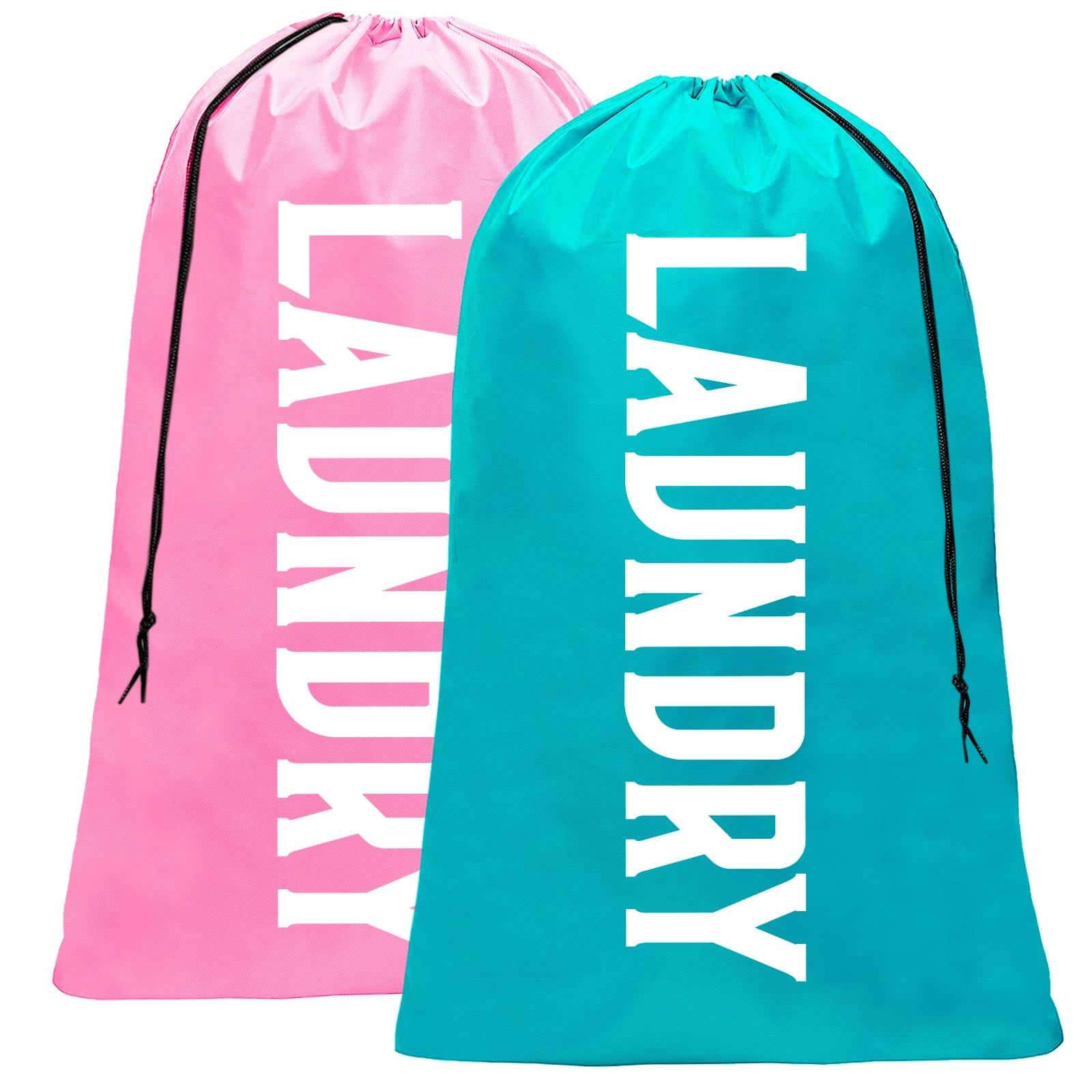 Large Laundry Bag Cloth Liner Travel Hamper Washing Clothes Drawstring Blue New 
