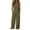 Army Green, variant on 2 Piece Women's Casual Linen Blend 2 Piece Outfit - Sleeveless Crew Neck Top with Decorative Side Buttons & High Waist Wide Leg Pants with Pockets, Solid Color Black XL