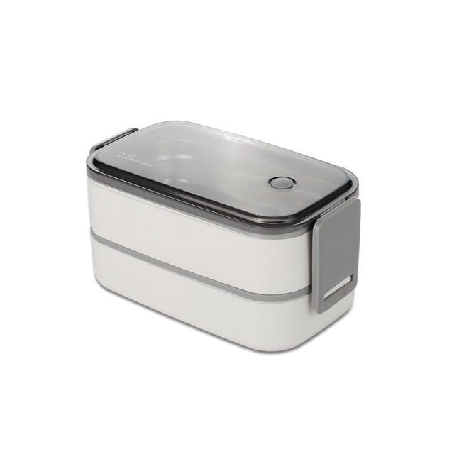 Yuarrent Fiambrera portátil de acero inoxidable PP, contenedor de almacenamiento de alimentos frescos, Bento, microondas, cajas de horno para viajes al Cocina y Comedor Blanco Doble Capa Yuarrent HA072616-02B