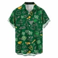 thumbnail image 2 of SGFCWSX St. Patrick's Day Men's Short Sleeve Button Down Shirt Shamrock Print Casual Party Shirt Watermelon Red Size S, 2 of 6