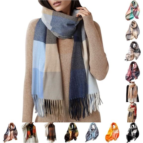 Daznico Scarf for Women, Womens Long Plaid Blanket Winter and Fall Warm Scarf Big Tartan Scarves Wrap Shawl