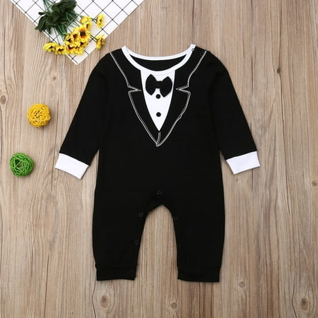 

Infant Newborn Baby Boys Bodysuit Bowknot Gentleman Casual Rompers Spring Autumn Long Sleeve Party Wedding Playsuit Jumpsuit Clothes 0-18M