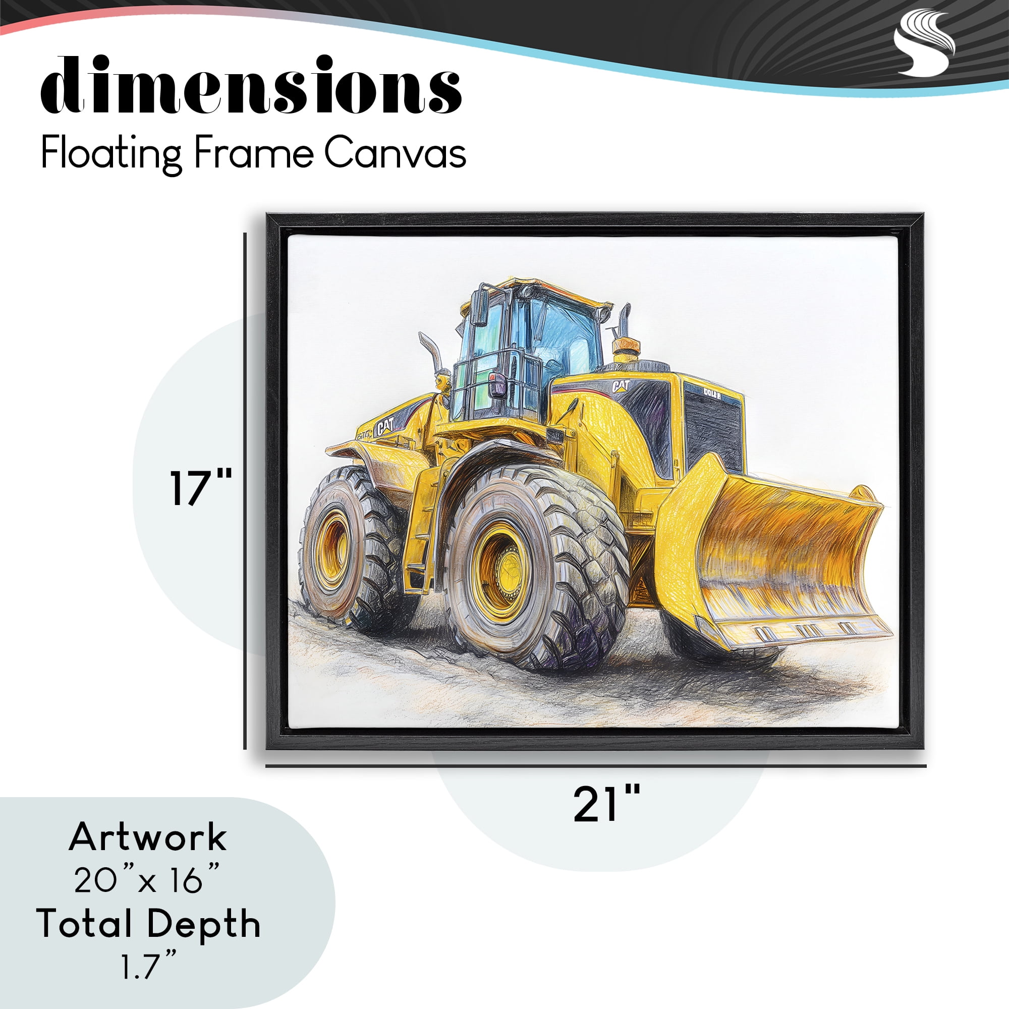 Stupell Industries Industrial Excavator Drawing Black Framed Floater Canvas Wall Art, design by Steve Hunziker