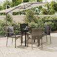 thumbnail image 1 of vidaXL 5 Piece Garden Dining Set with Cushions Black and Grey Poly Rattan, 1 of 5