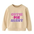 thumbnail image 2 of Boys Sweatshirt Long Sleeve Plus Warm Pullover Cute Letter Print Casual Thick Round Neck Tops Khaki 8 Years-9 Years, 2 of 7