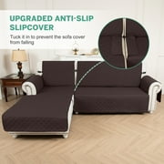 Sanmadrola Sectional Couch Covers Waterproof L Shape Sofa Cover Reversible Slipcover Chaise Lounge Cover Furniture Protector Cover for Pets Dog Cat Kids, Brown, Large
