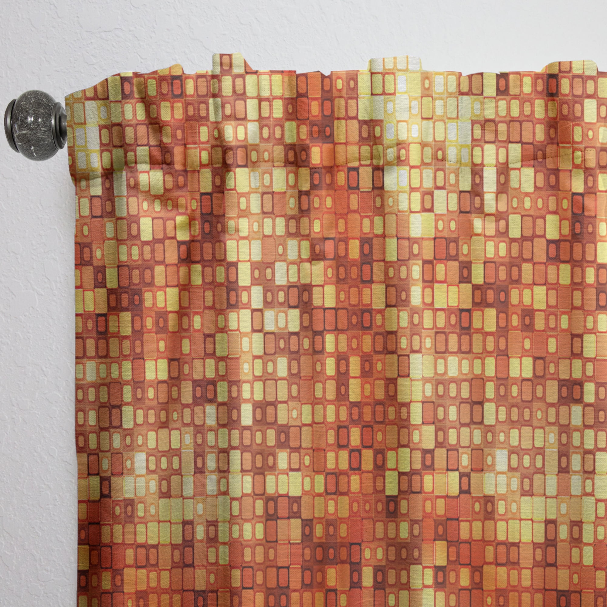 Designart 'Abstract Gold Square' Bohemian & Eclectic Curtain Panel