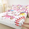 thumbnail image 5 of Meiyoeat Ice Cream Baseball Letter M Full Size Sheets 4-Piece for Girls Teens, Cute Monogram Bed Sheets, Pink White Red, 5 of 6