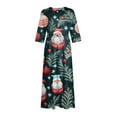thumbnail image 5 of Christmas Dresses for Women Ladies Fashion Christmas Print Lapel Button-Down Seven-Quarter Cuff Strap-Up Dress for Christmas Party,Beige,L, 5 of 5