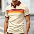thumbnail image 2 of Polo Shirts for Men Vintage Striped Collared Athletic Henley Golf Shirts Classic Loose Casual Tops Soft Work Blouse Khaki1 XXXXXL, 2 of 5