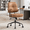 Brown-Black Frame, variant on AVAWING Mid Century Modern Fabric Office Chair, Upholstered Desk Chair with Armrests, Brown
