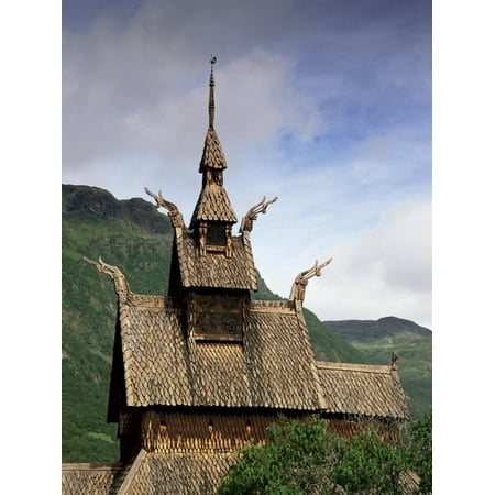 Best Preserved 12th Century Stave Church in Norway, Borgund Stave Church, Western Fjords, Norway Print Wall Art By Gavin