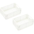 thumbnail image 1 of PATIKIL Collapsible Basket, 2 Pcs 10 x 6.5 x 3.9 Inch Stackable Storage Crates Foldable Plastic Baskets Desk Organizing Container for Home Kitchen Office, White, 1 of 5