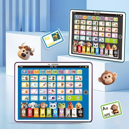 Fufafayo 2Pcs KidsLearning Tablet EducationalToysFor Little One Interactive Electronic Pad Teach Alphabet Numbers Math Early Development ToysFor BoysGirlsChristmas Birthday Gifts