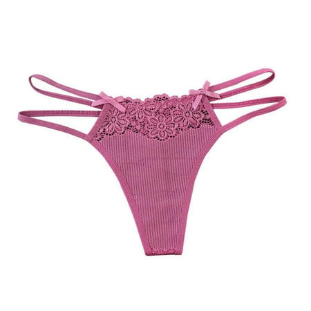 

wendunide underwear women Women y Underwear Lace Embroidery Perspective Sensuality T-back Underpant Pink One Size