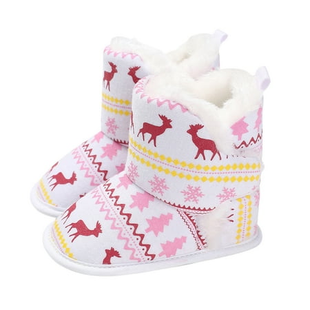 

TALKVE Christmas Snowflake Print Baby Girls Boys Soft Booties Snow Boots Toddler Warming Shoes