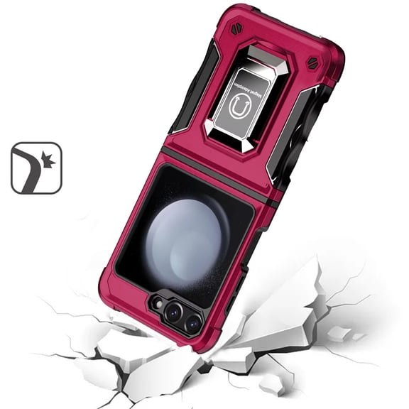 XPM for Samsung Galaxy Z Flip 7 FE Phone Case, Hybrid Stand Magnetic Ring Holder Kickstand Heavy Duty Rugged Drop Silicone & Hard PC Shockproof Cover for Galaxy Z Flip 7 FE (Hot Pink)