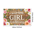 thumbnail image 2 of Wooden Background Sweet Little Girl Banner with Floral Butterflies and Hearts for Baby Shower Party Decorations Photography Props Newborn Welcome Party Backdrop, 2 of 7