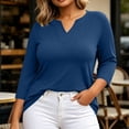 thumbnail image 4 of Perfectbot Women's Plus Size 3/4 Sleeve V-Neck Tee Casual Solid Color T-Shirt Sizes L-5X, 4 of 6