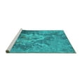 thumbnail image 2 of Ahgly Company Machine Washable Indoor Square Oriental Turquoise Blue Industrial Area Rugs, 8' Square, 2 of 4