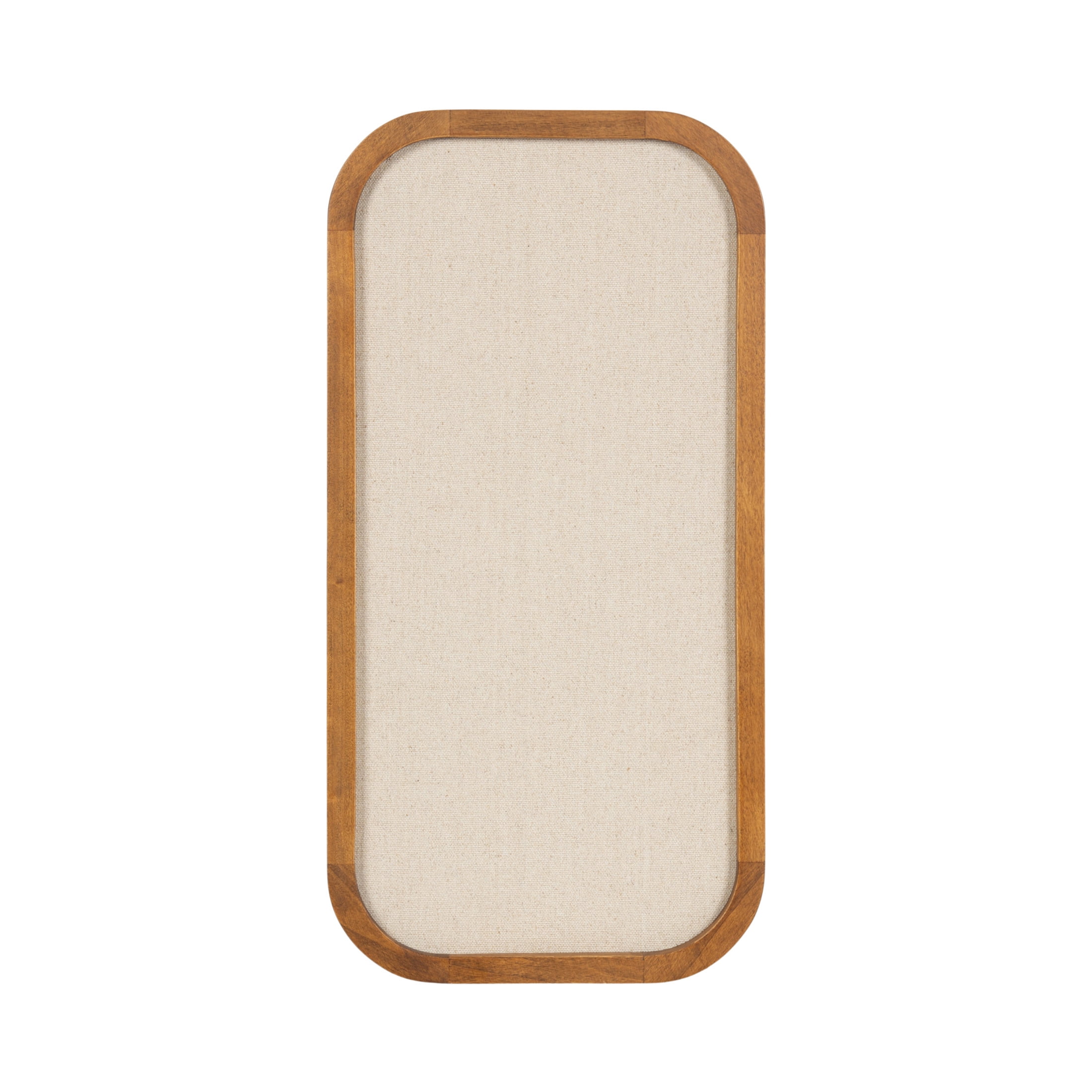 Kate and Laurel Hutton Transitional Wall Pinboard, 12 x 24, Natural Rustic, Modern Rounded Rectangle Wall Organizer for Use as Cork Board, Vision Board, or Bulletin Board
