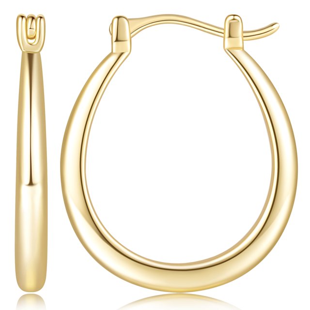 Pendientes tipo argolla de oro USESMTLE de 14 quilates para mujer, 20 mm de diámetro