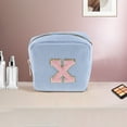 thumbnail image 5 of Unique Bargains 1 Pc Letter x Pattern Makeup Bag for Travel Blue Corduroy, 5 of 6