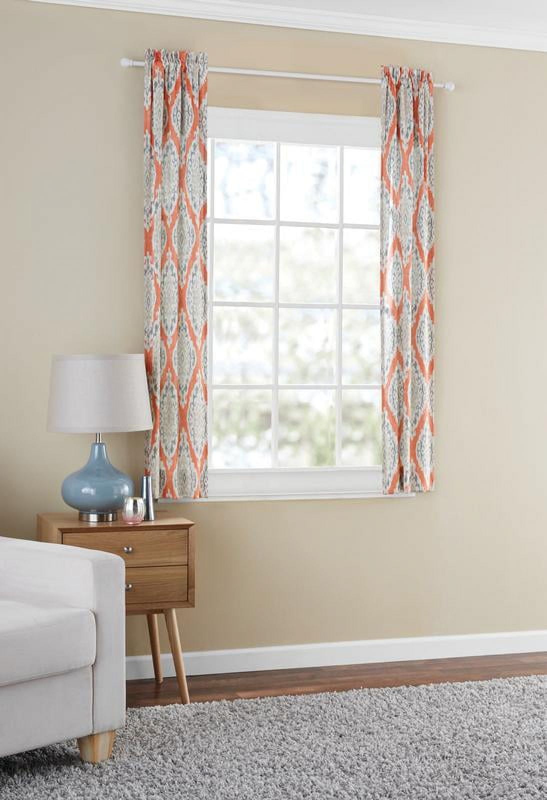 Mainstays Blackout Curtain Panel Pair, Set of 2, Ikat Terracotta, 30"W x 63"L