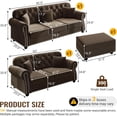 thumbnail image 2 of 2 Pieces Velvet Chesterfield Sofa Sets, Modern Modular Sectional Couch with Ottoman, Comfy Living Room Sofas, L Shaped Couches, Loveseat and 3-Seat with 5 Pillows, for Apartment, Brown, 2 of 11