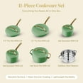 thumbnail image 3 of Gotham Steel Modern 11 Pc Ceramic Pots and Pans Set Non Stick, Kitchen Cookware Sets, Non Stick Pots and Pan Set, Ceramic Cookware Set, Pot and Pan Set, Non Toxic Cookware Set, Dishwasher Safe, Green, 3 of 8