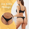 thumbnail image 2 of Cinvik Womens Thongs No Show Seamless Thong Underwear, Ice Silk Breathable & Cooling Assorted Hipster Tanga Packs, 2 of 6