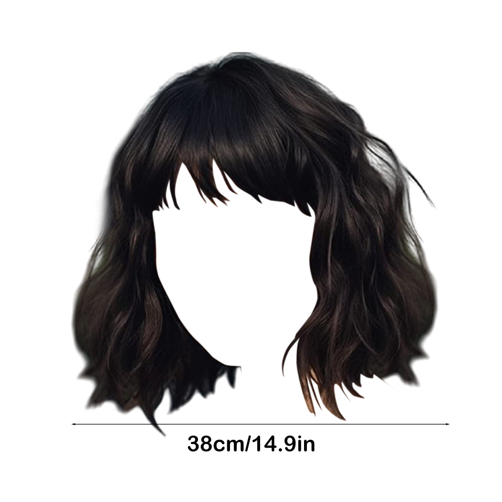 YSGFHGJW Human Hair Wig,Europe And The United States Wigs For Boys And Girls With Bangs Short Curly Hair Party Available Ripple Multi Color Optional Rose Net Head Styling,Black