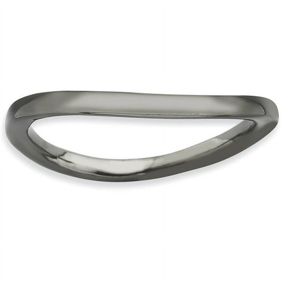 Sterling Silver Polished Black-Plate Wave Ring