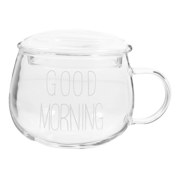 Taza de café con asa, transparente, para cereales de desayuno, avena, yogur y té