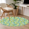 thumbnail image 4 of Round Rugs 3.3Ft, Summer Lemon Round Area Rug Washable Indoor Throw Carpet, Green Botanical Blue Flowers Soft Non Slip Circle Rug for Laundry Room Patio Home Decor Aesthetic, 4 of 8
