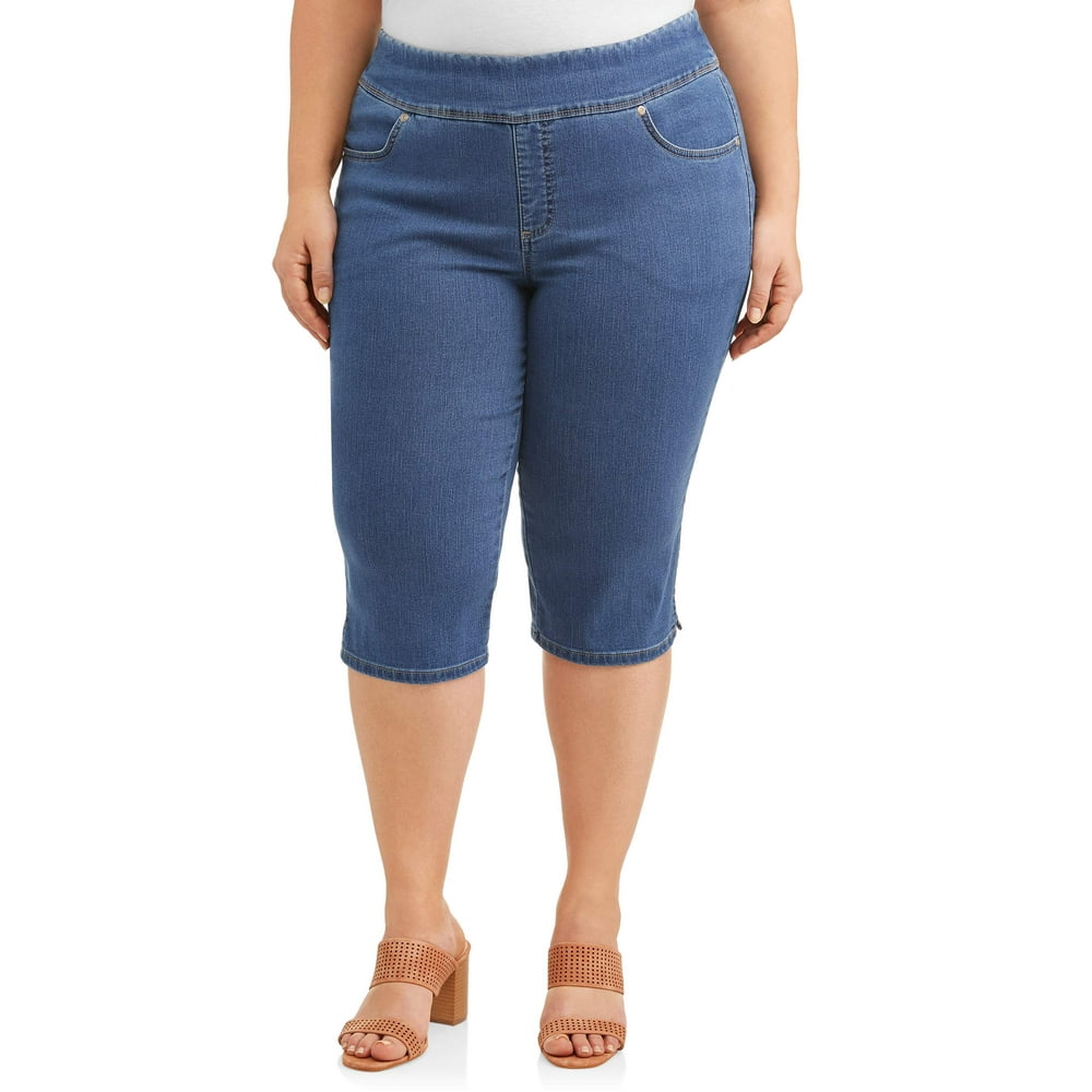 Terra & Sky - Terra & Sky Women's Plus Size Stretch Pull-On Capri with ...