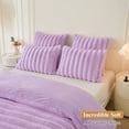 thumbnail image 7 of XeGe Set of 2 Fluffy Faux Rabbit Fur Pillowcases, Cozy Luxury Striped Plush Fuzzy Zippered Pillow Cases, Decorative Shaggy Light Purple Long Pillow Shams for Bedroom Living Room 20x36, King, Lavender, 7 of 7