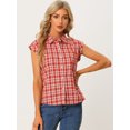 thumbnail image 2 of Camisa A Cuadros Con Cuello Abotonado Con Pu?os Enrollados Y Botones Rojos M, 2 of 6