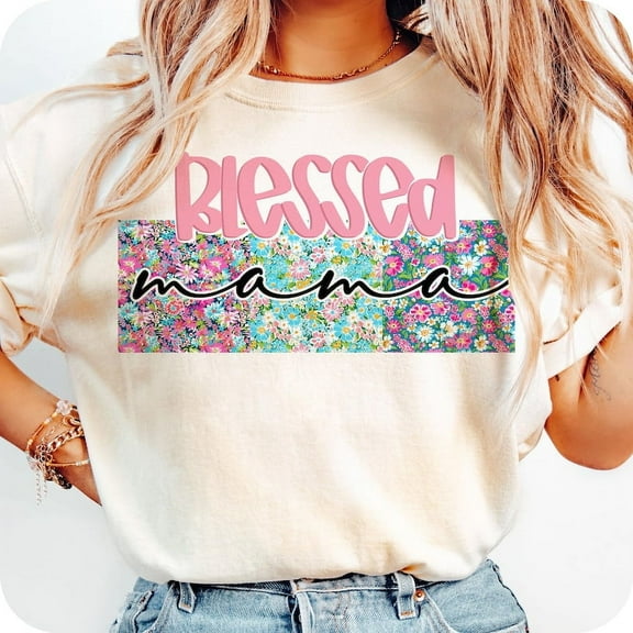 Blessed Mama T-Shirt, Floral Mama Tee, Christian Mom Shirt, Mom Life Tee, Bible Verses T-Shirt, She Is Mom Tee, Mother’s Day Gift Shirt