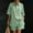 *Green, variant on Women's Two Piece Outfit, Linen Blend Notch Collar Button Top and Elastic Waist Shorts Set with Pockets Khaki,Women's Plus M
