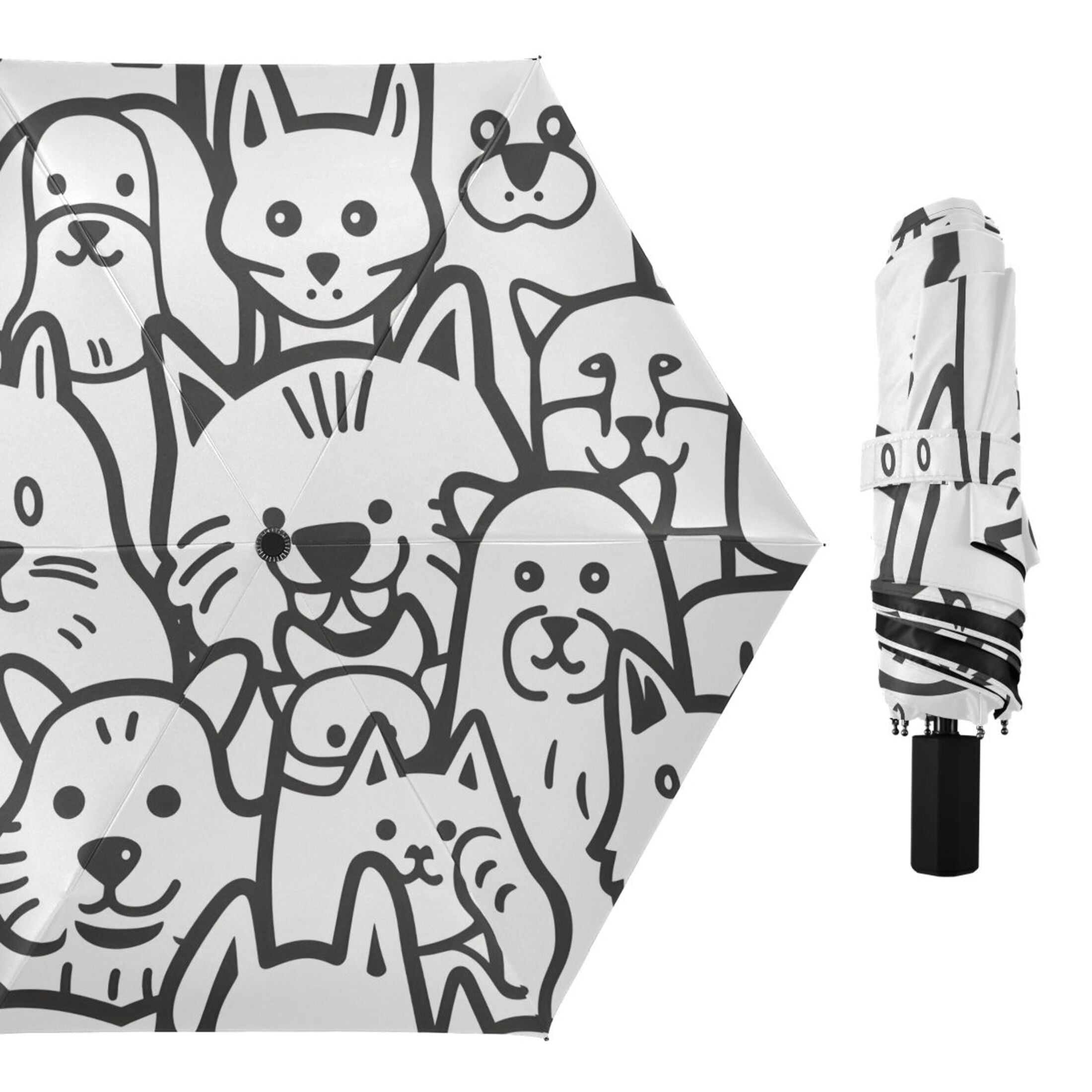 ALAZA Cute Funny Cat UPF 50+ Compact Folding Umbrella for Rain Travel Umbrella Packable