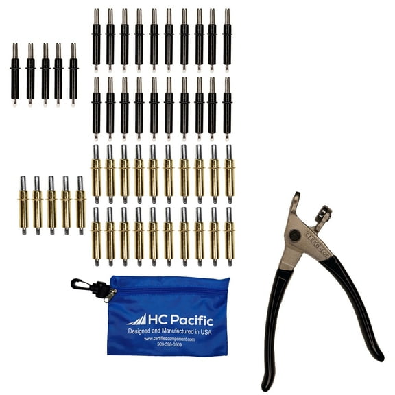 25 each C5/32 & C3/16 Cleco Fasteners (Made in USA) with Pliers and Pouch