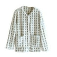thumbnail image 2 of FDGIU Women's Fleece Pajama Jacket‌, Oversized V-Neck Cardigan Coat with Pockets, Cozy Winter Sleepwear & Loungewear, 2 of 3