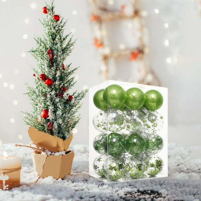 Xihbxyly Bolas Navideñas de 6 Cm, Adornos Coloridos de Plástico Pet, Fáciles de Colgar, Juego de 24 Piezas, Decoración Navideña para El Hogar, Decoración para Festivales, Variedad Multicolor, Materia