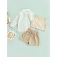 thumbnail image 4 of Caoirhny Toddler Girl 3Pcs Summer Outfits, Long Sleeve Sheer Shirt + Tank Tops + Shorts Set, 4 of 9