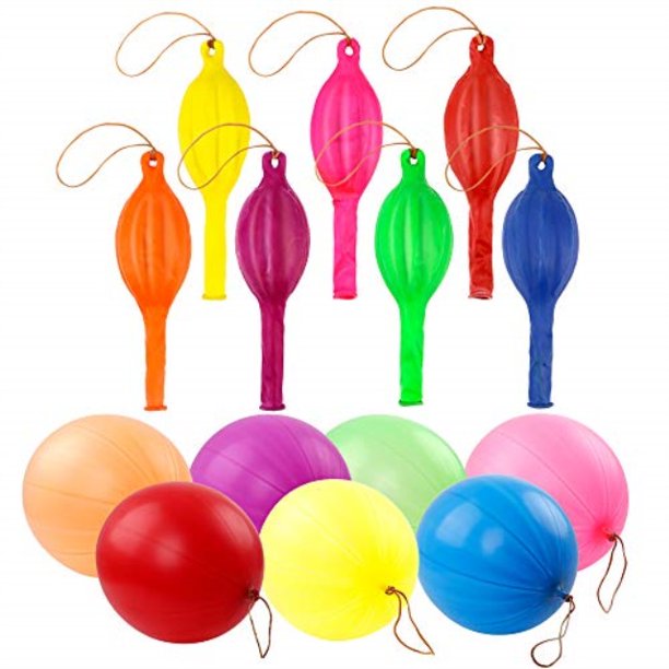 rubfac 36 punch balloons, neon punching balloons with rubber band