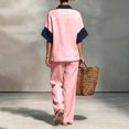 thumbnail image 5 of Stralyhd 2 Piece Womens Lounge Set 2026 Summer Loose Sets Loose Casual Linen Long Outfits Beach Vacation Matching Set Pink S, 5 of 5