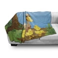 thumbnail image 3 of Duck Soft Flannel Fleece Throw Blanket, Illustration of Duck and Her Ducklings at Riverbank Tree and Grass Cartoon Style, Cozy Plush for Indoor and Outdoor Use, 60" x 80", Multicolor, by Ambesonne, 3 of 6
