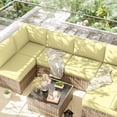 thumbnail image 7 of Pakunoda 14 Pieces Outdoor Replacement Cushions, 5” High-Density Foam Sectional Cushions Couch, 6 Seat Patio Conversation Sets for Rattan Wicker, Liner&Cover, Light Yellow, 7 of 7